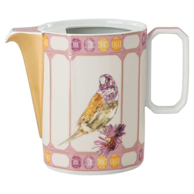 Idyllia-Kaffeekanne aus Porzellan, Kristalldruck-Motiv, Vogel, mehrfarbig Idyllia-Kaffeekanne aus Porzellan, Kristalldruck-Motiv, Vogel, mehrfarbig