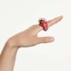 Idyllia-Motiv-Ring mit gemischten Schliffen, Erdbeere, Rot, vergoldet Idyllia-Motiv-Ring mit gemischten Schliffen, Erdbeere, Rot, vergoldet