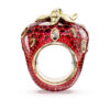 Idyllia-Motiv-Ring mit gemischten Schliffen, Erdbeere, Rot, vergoldet Idyllia-Motiv-Ring mit gemischten Schliffen, Erdbeere, Rot, vergoldet