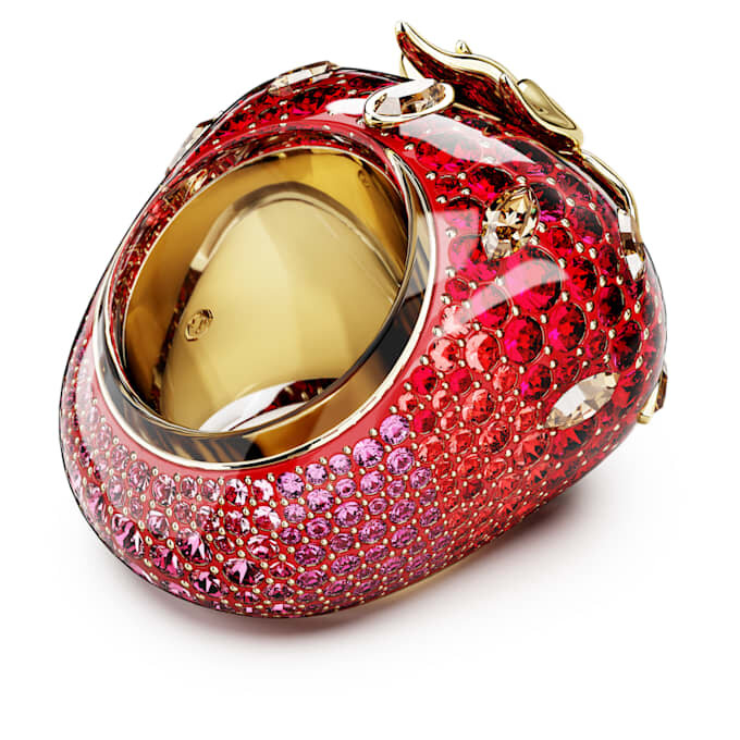 Idyllia-Motiv-Ring mit gemischten Schliffen, Erdbeere, Rot, vergoldet Idyllia-Motiv-Ring mit gemischten Schliffen, Erdbeere, Rot, vergoldet