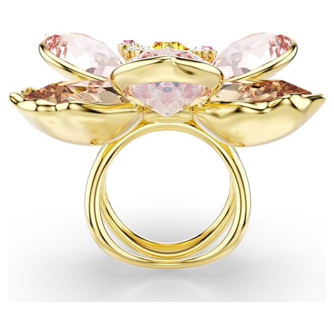 Idyllia-Motivring mit gemischten Schliffen, Blume, mehrfarbig, vergoldet Idyllia-Motivring mit gemischten Schliffen, Blume, mehrfarbig, vergoldet