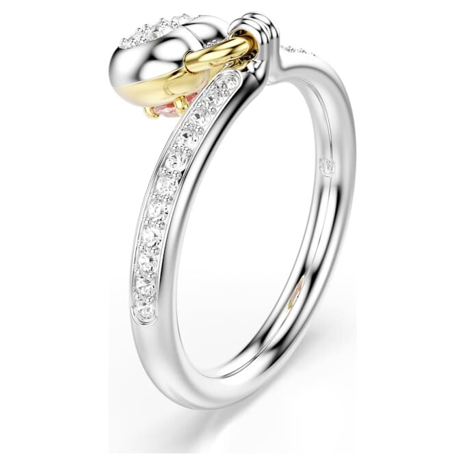 Idyllia-Motivring mit gemischten Schliffen, Herz, rosa, gemischte Metalloberfläche Idyllia-Motivring mit gemischten Schliffen, Herz, rosa, gemischte Metalloberfläche