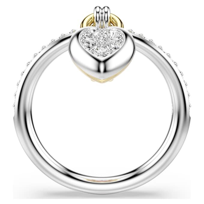 Idyllia-Motivring mit gemischten Schliffen, Herz, rosa, gemischte Metalloberfläche Idyllia-Motivring mit gemischten Schliffen, Herz, rosa, gemischte Metalloberfläche