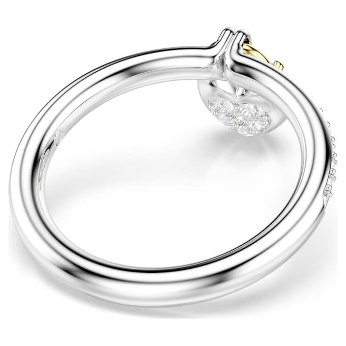 Idyllia-Motivring mit gemischten Schliffen, Herz, rosa, gemischte Metalloberfläche Idyllia-Motivring mit gemischten Schliffen, Herz, rosa, gemischte Metalloberfläche