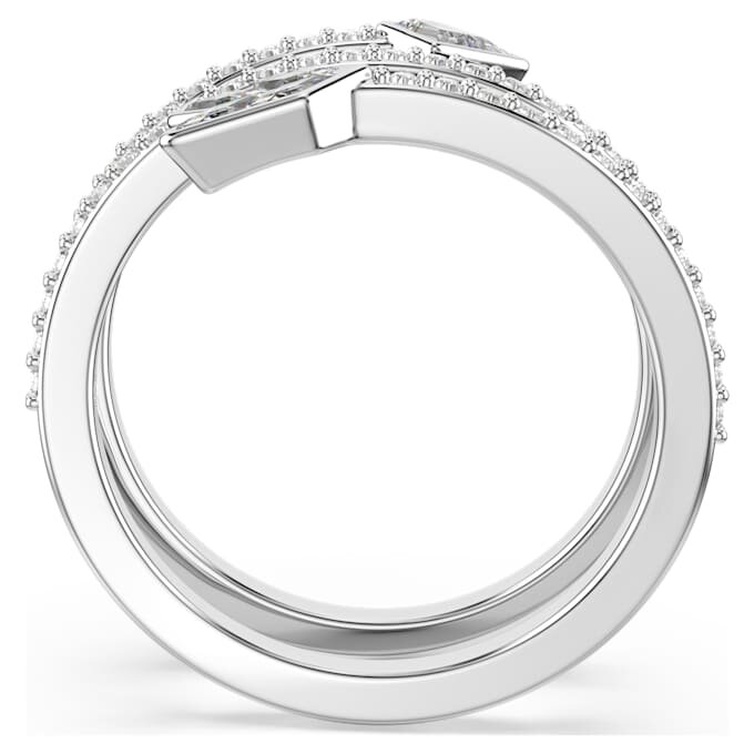 Idyllia-Motivring mit gemischten Schliffen, Pfeil, weiss, rhodiniert Idyllia-Motivring mit gemischten Schliffen, Pfeil, weiss, rhodiniert