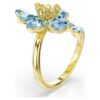 Idyllia Offener Ring mit gemischten Schliffen, Blume, Blau, goldfarben plattiert Idyllia Offener Ring mit gemischten Schliffen, Blume, Blau, goldfarben plattiert