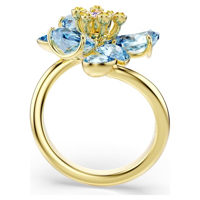 Idyllia Offener Ring mit gemischten Schliffen, Blume, Blau, goldfarben plattiert Idyllia Offener Ring mit gemischten Schliffen, Blume, Blau, goldfarben plattiert