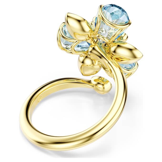Idyllia Offener Ring mit gemischten Schliffen, Blume, Blau, goldfarben plattiert Idyllia Offener Ring mit gemischten Schliffen, Blume, Blau, goldfarben plattiert