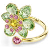 Idyllia Offener Ring mit gemischten Schliffen, Blume, grün, goldfarben plattiert Idyllia Offener Ring mit gemischten Schliffen, Blume, grün, goldfarben plattiert