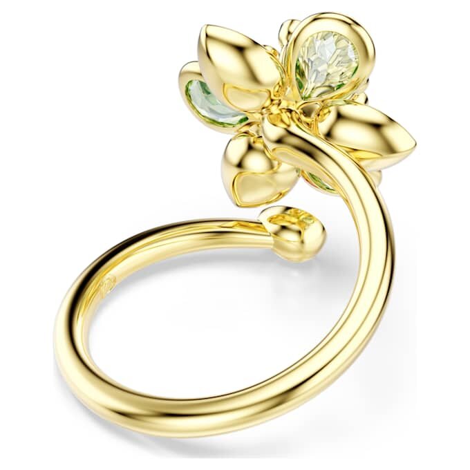 Idyllia Offener Ring mit gemischten Schliffen, Blume, grün, goldfarben plattiert Idyllia Offener Ring mit gemischten Schliffen, Blume, grün, goldfarben plattiert