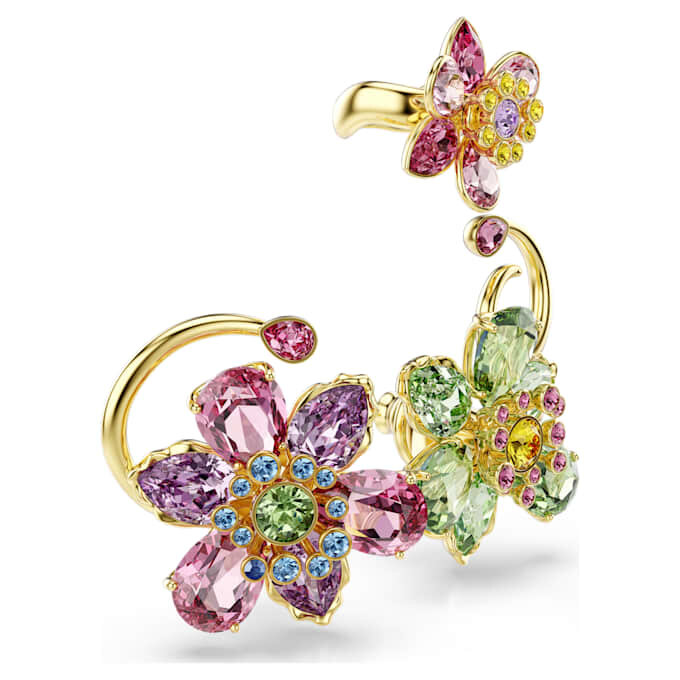 Idyllia Ohrklemmen-Set (3), asymmetrisches Design, gemischte Schliffe, Blume, mehrfarbig, goldfarben plattiert Idyllia Ohrklemmen-Set (3), asymmetrisches Design, gemischte Schliffe, Blume, mehrfarbig, goldfarben plattiert