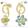 Idyllia-Ohrringe im asymmetrischen Design, gemischte Schliffe, Blume, mehrfarbig, goldfarben plattiert Idyllia-Ohrringe im asymmetrischen Design, gemischte Schliffe, Blume, mehrfarbig, goldfarben plattiert