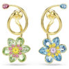 Idyllia-Ohrringe im asymmetrischen Design, gemischte Schliffe, Blume, mehrfarbig, goldfarben plattiert Idyllia-Ohrringe im asymmetrischen Design, gemischte Schliffe, Blume, mehrfarbig, goldfarben plattiert