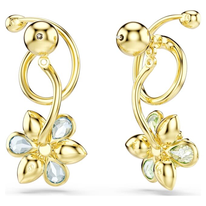 Idyllia-Ohrringe im asymmetrischen Design, gemischte Schliffe, Blume, mehrfarbig, goldfarben plattiert Idyllia-Ohrringe im asymmetrischen Design, gemischte Schliffe, Blume, mehrfarbig, goldfarben plattiert
