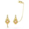 Idyllia-Ohrringe mit Ear Cuff, gemischte Schliffe, Herz mit Schlüssel, rosa, goldfarben plattiert Idyllia-Ohrringe mit Ear Cuff, gemischte Schliffe, Herz mit Schlüssel, rosa, goldfarben plattiert