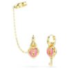 Idyllia-Ohrringe mit Ear Cuff, gemischte Schliffe, Herz mit Schlüssel, rosa, goldfarben plattiert Idyllia-Ohrringe mit Ear Cuff, gemischte Schliffe, Herz mit Schlüssel, rosa, goldfarben plattiert
