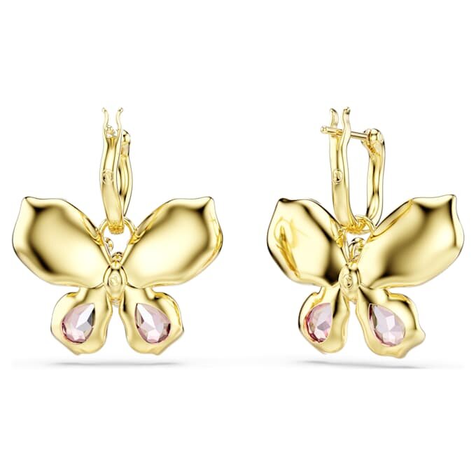 Idyllia-Ohrringe mit gemischten Schliffen, Pavé, Schmetterling, mehrfarbig, goldfarben plattiert Idyllia-Ohrringe mit gemischten Schliffen, Pavé, Schmetterling, mehrfarbig, goldfarben plattiert