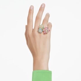 Idyllia-Ring mit gemischten Schliffen, Blume, mehrfarbig, vergoldet Idyllia-Ring mit gemischten Schliffen, Blume, mehrfarbig, vergoldet