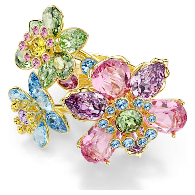 Idyllia-Ring mit gemischten Schliffen, Blume, mehrfarbig, vergoldet Idyllia-Ring mit gemischten Schliffen, Blume, mehrfarbig, vergoldet