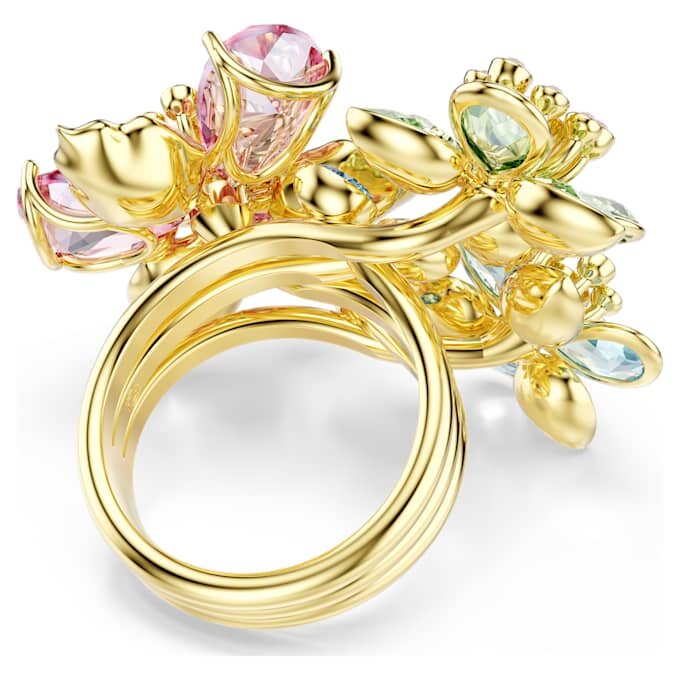 Idyllia-Ring mit gemischten Schliffen, Blume, mehrfarbig, vergoldet Idyllia-Ring mit gemischten Schliffen, Blume, mehrfarbig, vergoldet