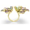 Idyllia-Ring mit gemischten Schliffen, Pavé, Blume, mehrfarbig, goldfarben plattiert Idyllia-Ring mit gemischten Schliffen, Pavé, Blume, mehrfarbig, goldfarben plattiert