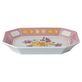 Idyllia-Tablett aus Porzellan, Kristall-Druckmotiv, Blumen, gross, rosa