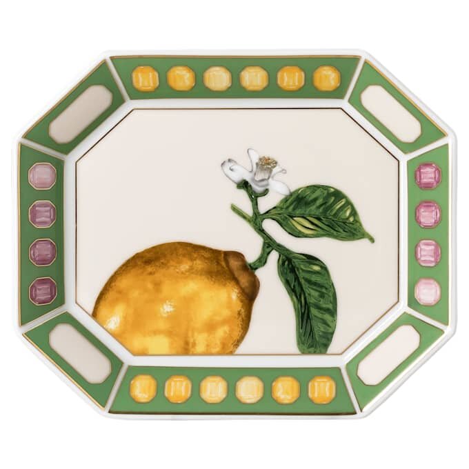 Idyllia-Tablett aus Porzellan, Kristall-Print-Motiv, Citron, klein, mehrfarbig Idyllia-Tablett aus Porzellan, Kristall-Print-Motiv, Citron, klein, mehrfarbig