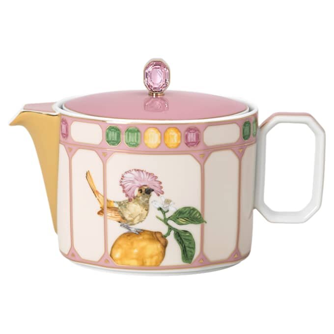 Idyllia-Teekanne aus Porzellan, Kristall-Print-Motiv, Fliegenfänger, klein, mehrfarbig Idyllia-Teekanne aus Porzellan, Kristall-Print-Motiv, Fliegenfänger, klein, mehrfarbig
