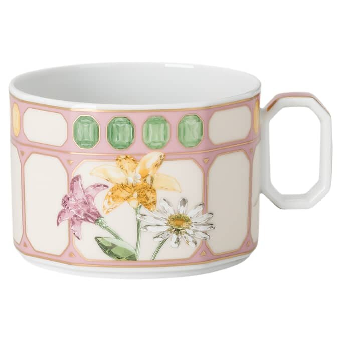 Idyllia Teetasse mit Untertasse aus Porzellan, Kristall-Print-Motiv, Blumenstrauss, mehrfarbig Idyllia Teetasse mit Untertasse aus Porzellan, Kristall-Print-Motiv, Blumenstrauss, mehrfarbig