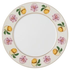 Idyllia-Teller aus Porzellan, Kristall-Druckmotiv, Lily Citron, mehrfarbig