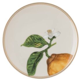 Idyllia-Teller aus Porzellan, Kristall-Druckmotiv, Zitrone, Beige