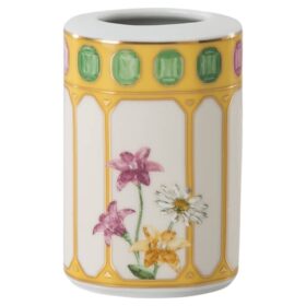 Idyllia-Vase aus Porzellan, Kristall-Print-Motiv, Blume, Gelb