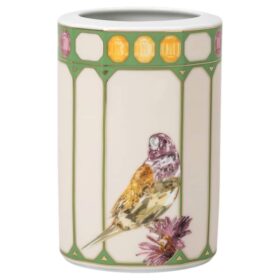 Idyllia-Vase aus Porzellan, Kristalldruck-Motiv, Kakadu, klein, mehrfarbig