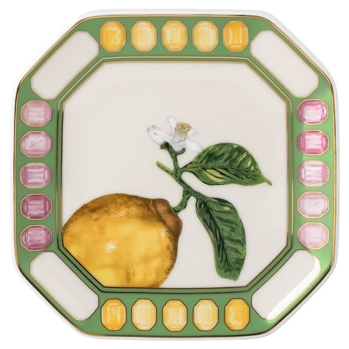 Idyllia Vide Poche Porzellan, Kristall-Druckmotiv, Zitrone, mehrfarbig Idyllia Vide Poche Porzellan, Kristall-Druckmotiv, Zitrone, mehrfarbig