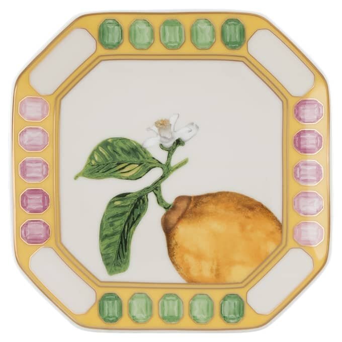 Idyllia Vide Poche Porzellan, Kristalldruck-Motiv, Zitrone, Gelb Idyllia Vide Poche Porzellan, Kristalldruck-Motiv, Zitrone, Gelb
