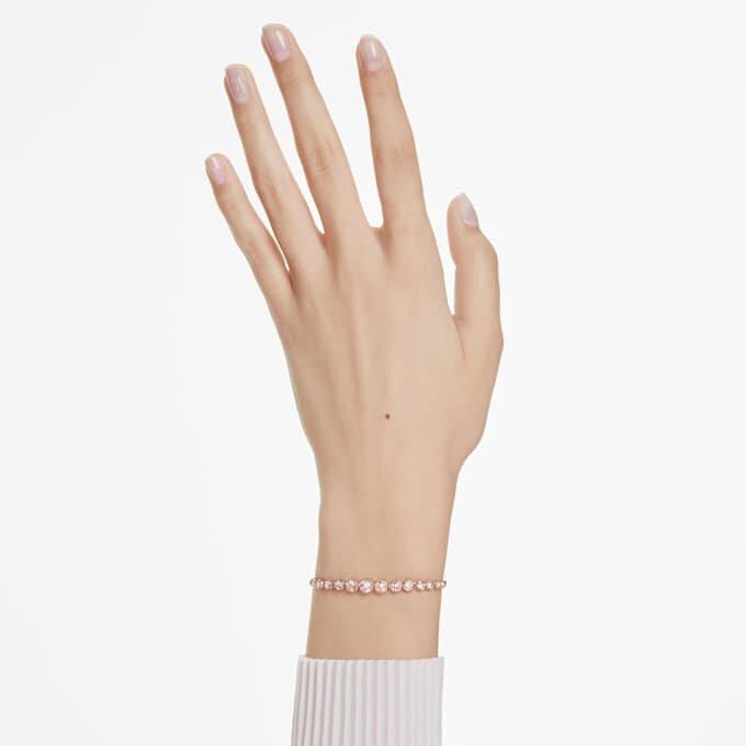 Imber-Armband mit gemischten Rundschliffen, rosa, roségoldfarben plattiert Imber-Armband mit gemischten Rundschliffen, rosa, roségoldfarben plattiert