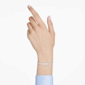 Imber-Armband mit gemischten Rundschliffen, weiss, rhodiniert