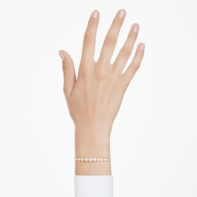Imber-Armband mit gemischten Rundschliffen, weiss, vergoldet Imber-Armband mit gemischten Rundschliffen, weiss, vergoldet