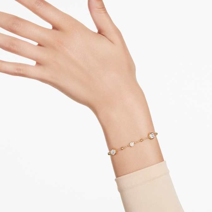 Imber-Armband, Rundschliff, verstreutes Design, weiss, vergoldet Imber-Armband, Rundschliff, verstreutes Design, weiss, vergoldet