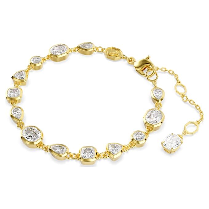 Imber-Armbänder mit gemischten Schliffformen, weiss, vergoldet Imber-Armbänder mit gemischten Schliffformen, weiss, vergoldet