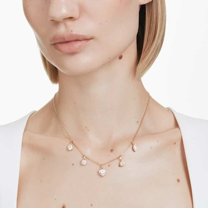 Imber-Halskette mit gemischten Schliffen, weiss, goldfarben plattiert Imber-Halskette mit gemischten Schliffen, weiss, goldfarben plattiert