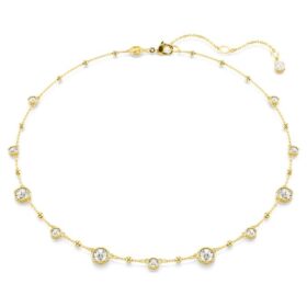 Imber-Halskette mit rundem Schliff, verstreutem Design, weiss, goldfarben plattiert