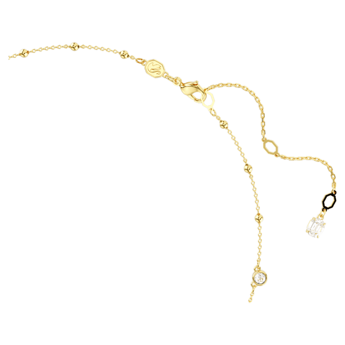 Imber-Halskette mit rundem Schliff, verstreutem Design, weiss, goldfarben plattiert Imber-Halskette mit rundem Schliff, verstreutem Design, weiss, goldfarben plattiert
