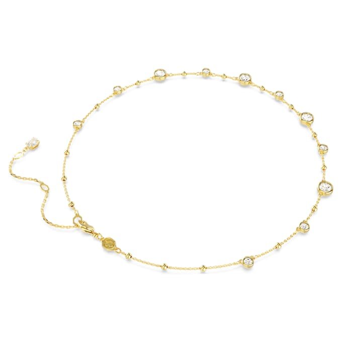 Imber-Halskette mit rundem Schliff, verstreutem Design, weiss, goldfarben plattiert Imber-Halskette mit rundem Schliff, verstreutem Design, weiss, goldfarben plattiert