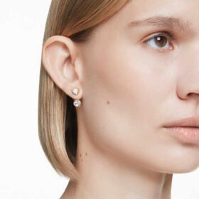 Imber Ohrring-Jackets – asymmetrisches Design, gemischte Schliffe, weiss, goldfarben plattiert