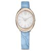 Imber Oval Uhr Swiss Made, Lederarmband, Blau, champagnerfarbene Goldoptik Imber Oval Uhr Swiss Made, Lederarmband, Blau, champagnerfarbene Goldoptik