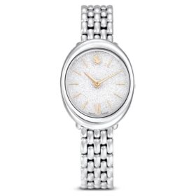 Imber Oval Uhr Swiss Made, Metallarmband, silberfarben, Edelstahl