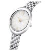 Imber Oval Uhr Swiss Made, Metallarmband, silberfarben, Edelstahl