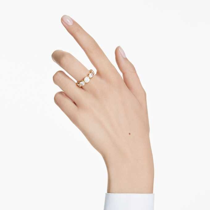 Imber-Ring mit gemischten Rundschliffen, weiss, vergoldet Imber-Ring mit gemischten Rundschliffen, weiss, vergoldet
