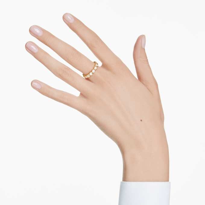 Imber-Ring, Rundschliff, weiss, vergoldet Imber-Ring, Rundschliff, weiss, vergoldet